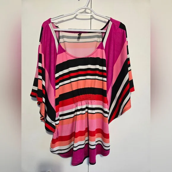 Massini Striped Pink and Black Women's Top - Picture 1 of 7